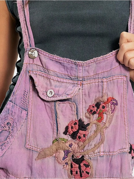 Magnolia Pearl Ladybug Embroidered Overalls - Picture 5 of 6